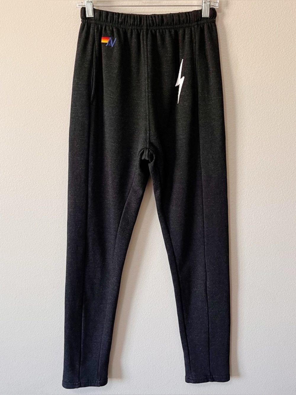 Aviator Nation Bolt Stitch Embroidered Jogger Sweatpants Dark Gray Size Small
